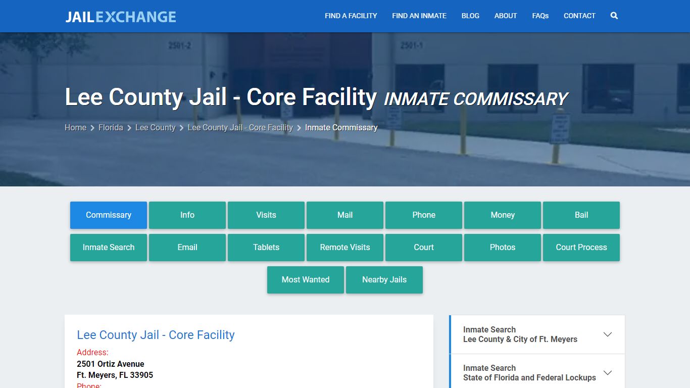 Lee County Jail - Core Facility Inmate Commissary
